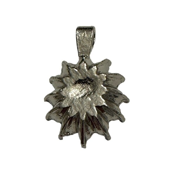 Jewelry Necklace Pendant Blue Center Oval Silver-Tone White Clear Rhinestones - Picture 3 of 5